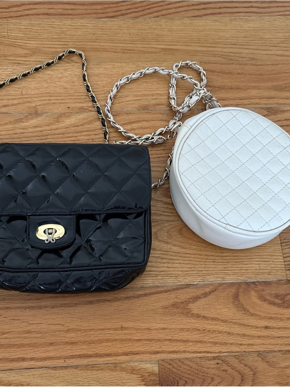 Two-Piece Quilted Crossbody Set in Black and White